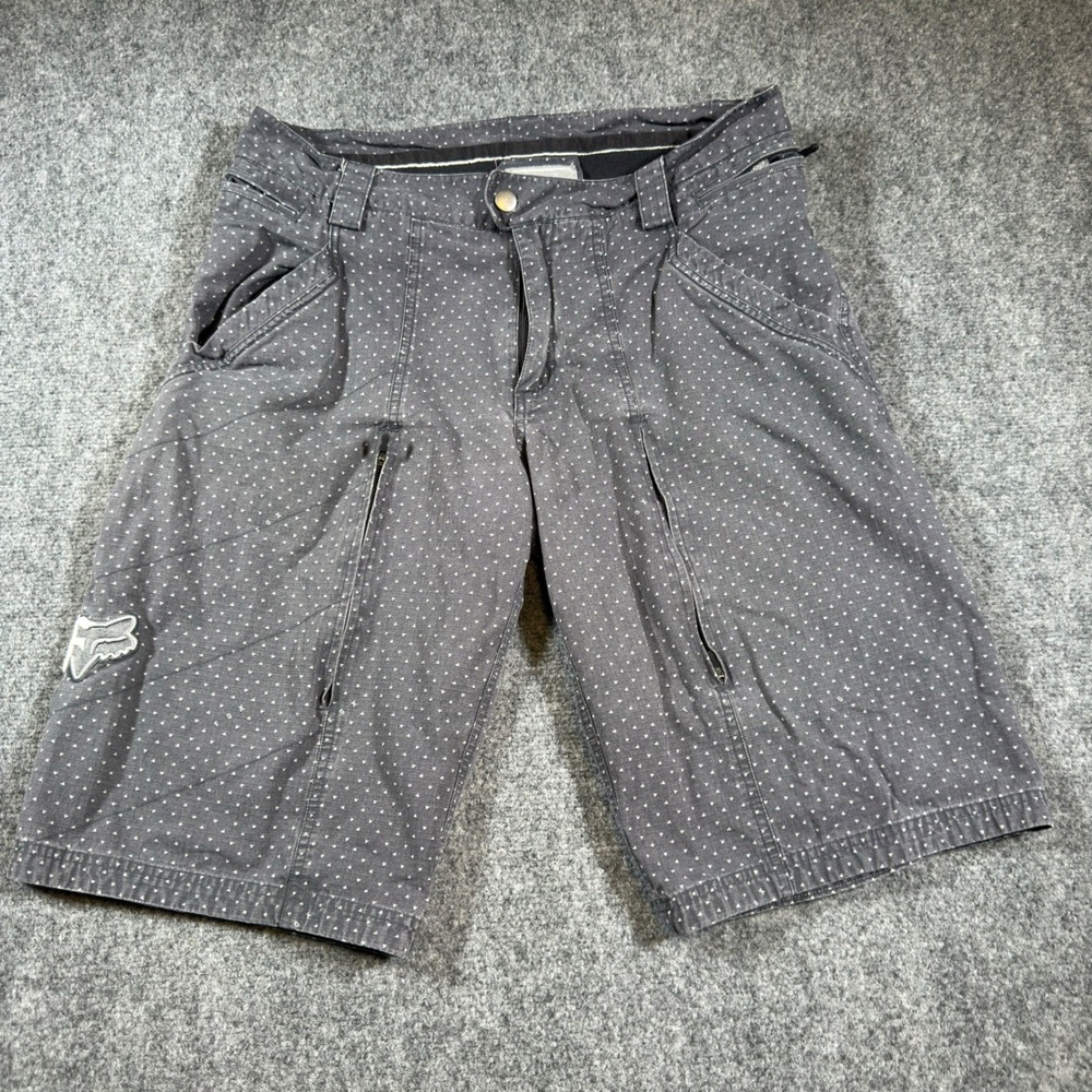 Fox Racing MTB Mountain Bike Shorts Mens 36 Gray Geometric Print 14" Inseam